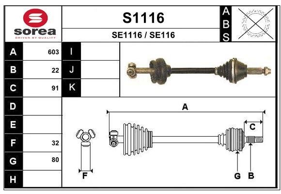 SNRA S1116 Drive Shaft S1116