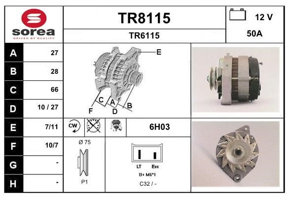 SNRA TR8115 Alternator TR8115