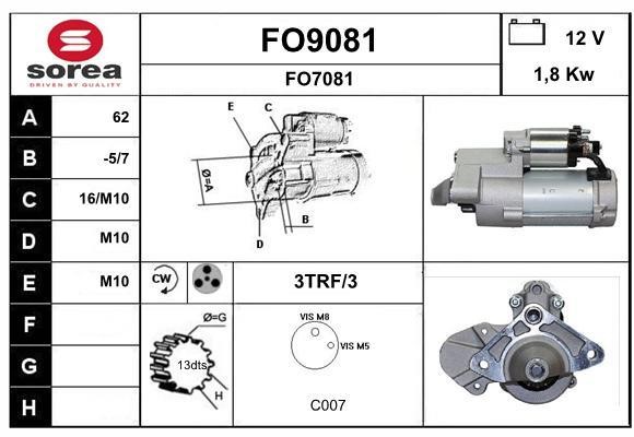 SNRA FO9081 Starter FO9081