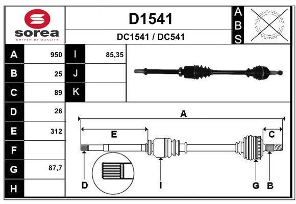 SNRA D1541 Drive Shaft D1541