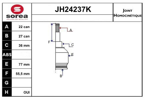 SNRA JH24237K Joint Kit, drive shaft JH24237K