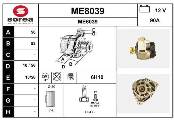 SNRA ME8039 Alternator ME8039
