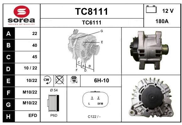 SNRA TC8111 Alternator TC8111