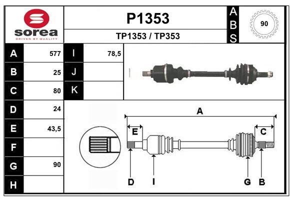 SNRA P1353 Drive Shaft P1353