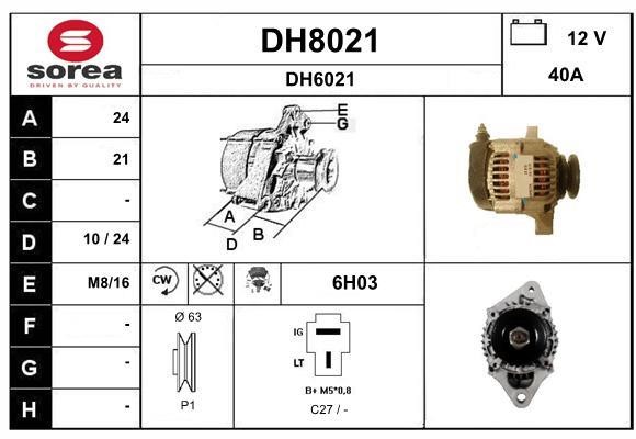 SNRA DH8021 Alternator DH8021