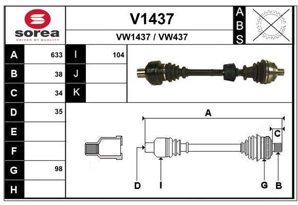 SNRA V1437 Drive Shaft V1437