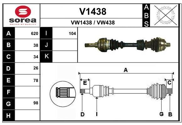 SNRA V1438 Drive Shaft V1438