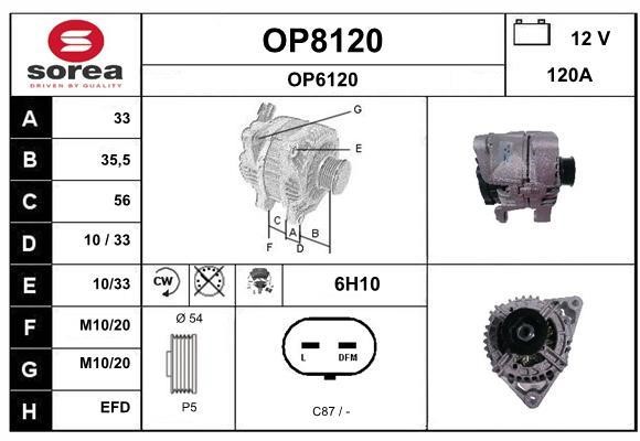 SNRA OP8120 Alternator OP8120