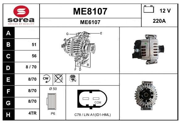 SNRA ME8107 Alternator ME8107