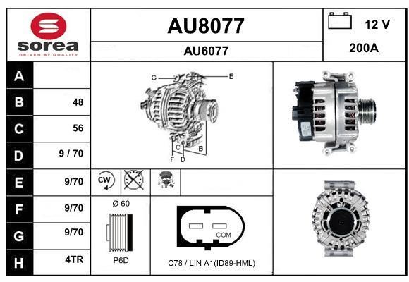 SNRA AU8077 Alternator AU8077
