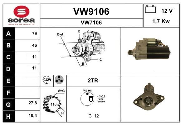 SNRA VW9106 Starter VW9106
