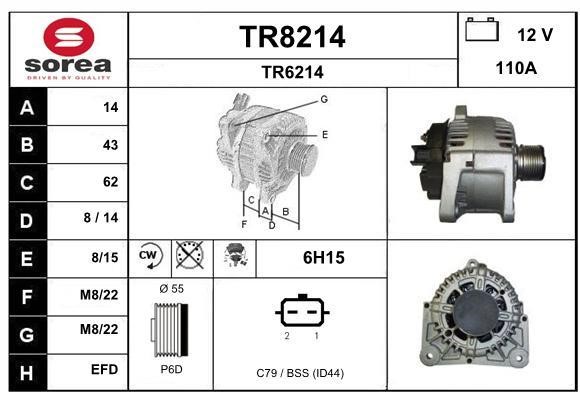 SNRA TR8214 Alternator TR8214