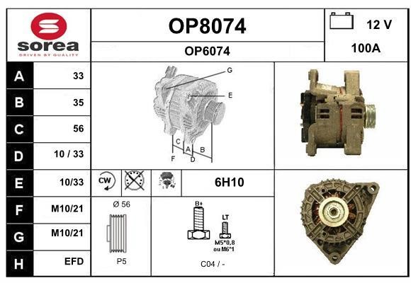 SNRA OP8074 Alternator OP8074