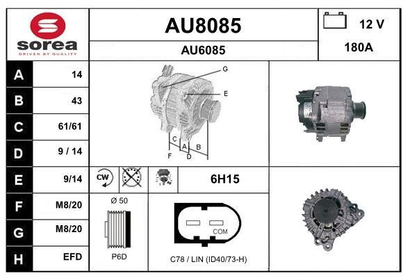 SNRA AU8085 Alternator AU8085