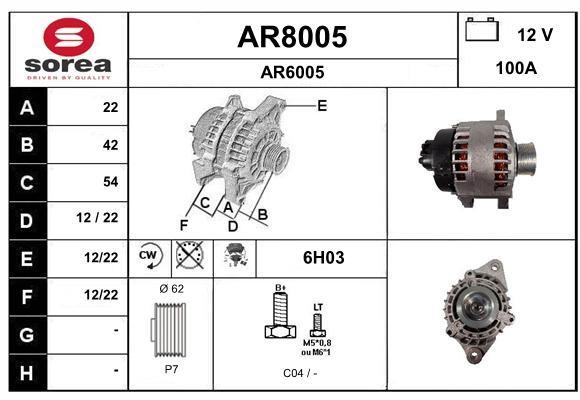 SNRA AR8005 Alternator AR8005