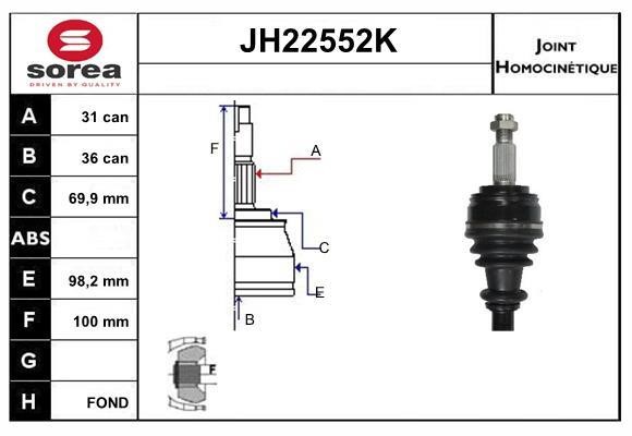 SNRA JH22552K Joint Kit, drive shaft JH22552K