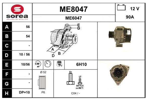 SNRA ME8047 Alternator ME8047