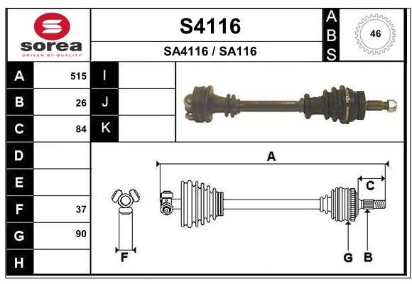 SNRA S4116 Drive Shaft S4116