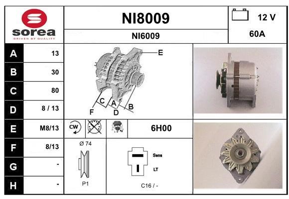 SNRA NI8009 Alternator NI8009