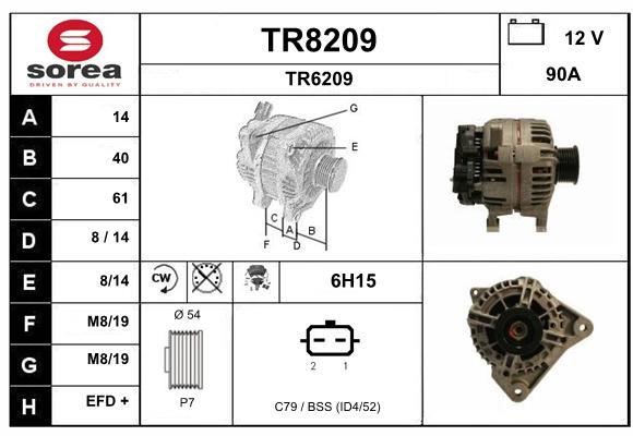 SNRA TR8209 Alternator TR8209