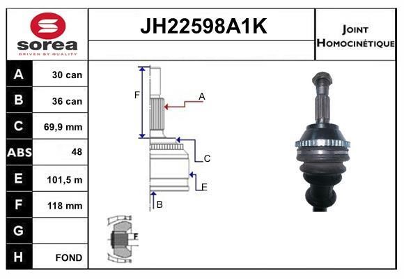 SNRA JH22598A1K Joint Kit, drive shaft JH22598A1K