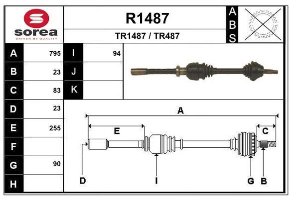 SNRA R1487 Drive Shaft R1487