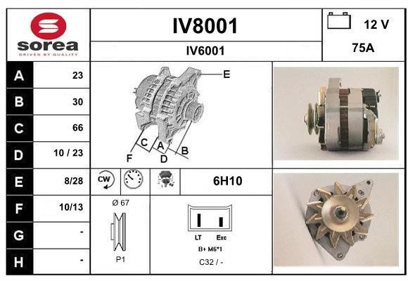 SNRA IV8001 Alternator IV8001