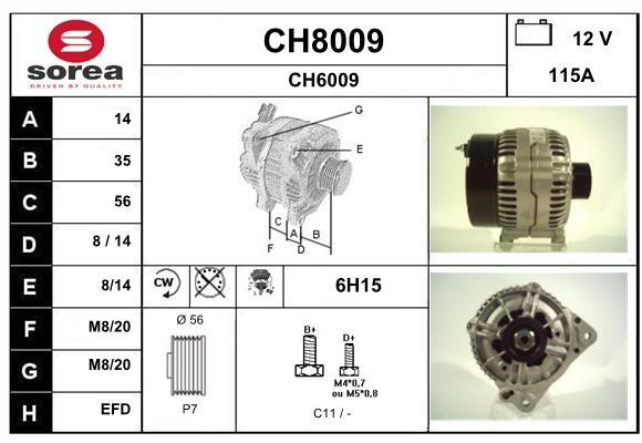SNRA CH8009 Alternator CH8009