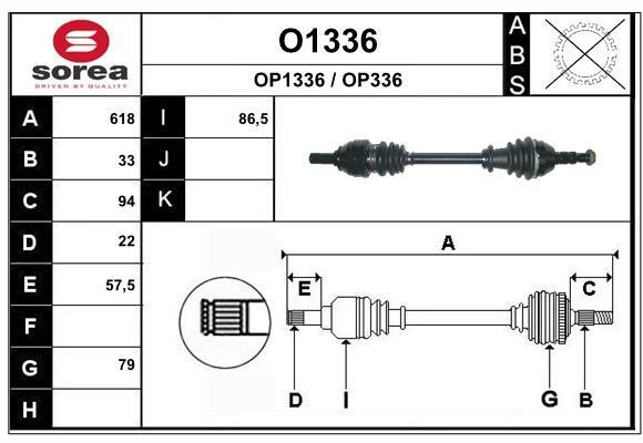 SNRA O1336 Drive Shaft O1336