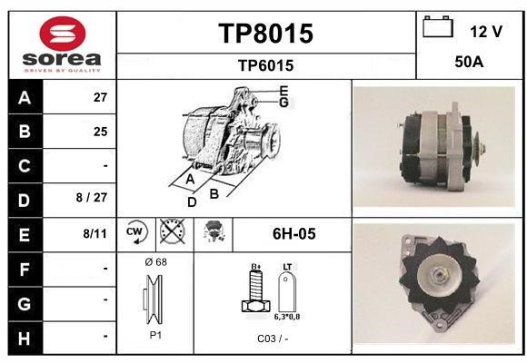 SNRA TP8015 Alternator TP8015