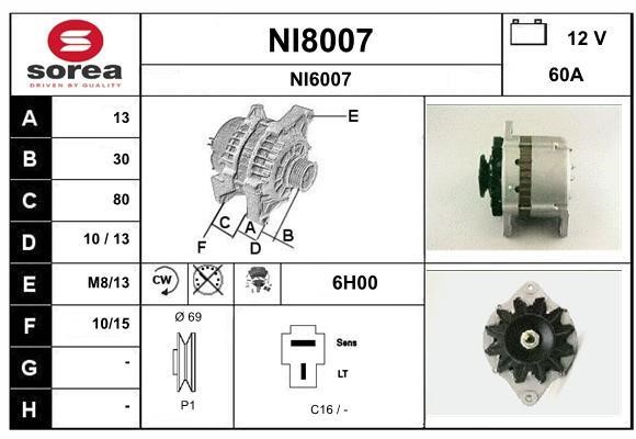 SNRA NI8007 Alternator NI8007
