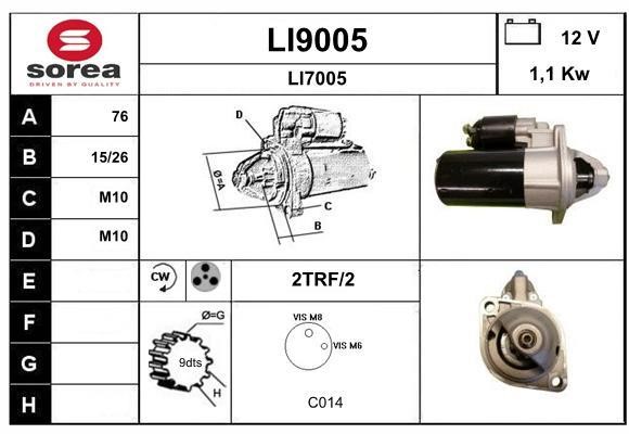 SNRA LI9005 Starter LI9005
