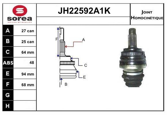 SNRA JH22592A1K Joint Kit, drive shaft JH22592A1K