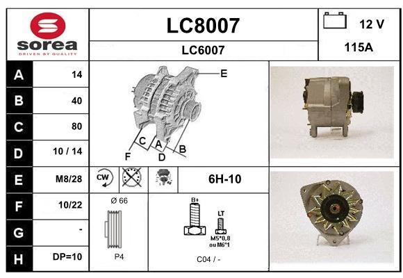 SNRA LC8007 Alternator LC8007