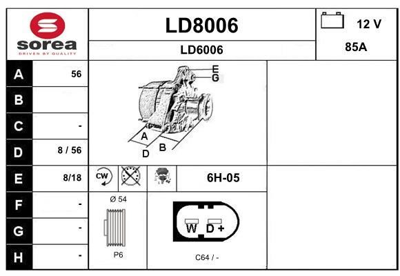 SNRA LD8006 Alternator LD8006