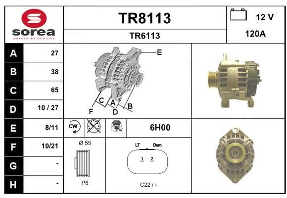 SNRA TR8113 Alternator TR8113