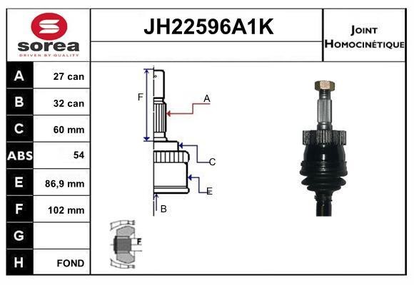 SNRA JH22596A1K Joint Kit, drive shaft JH22596A1K
