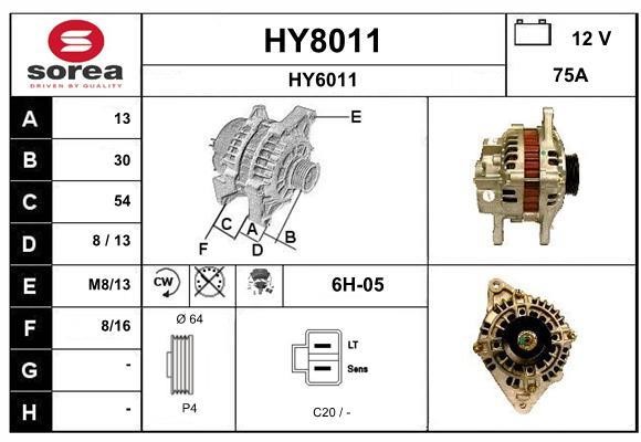 SNRA HY8011 Alternator HY8011