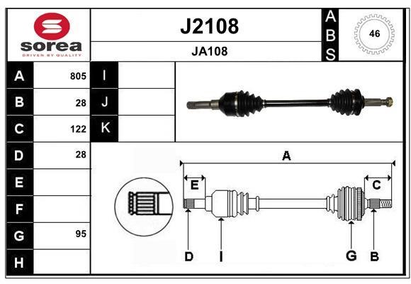 SNRA J2108 Drive shaft J2108