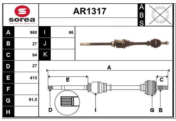 SNRA AR1317 Drive shaft AR1317
