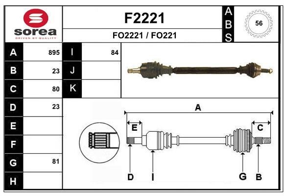 SNRA F2221 Drive Shaft F2221