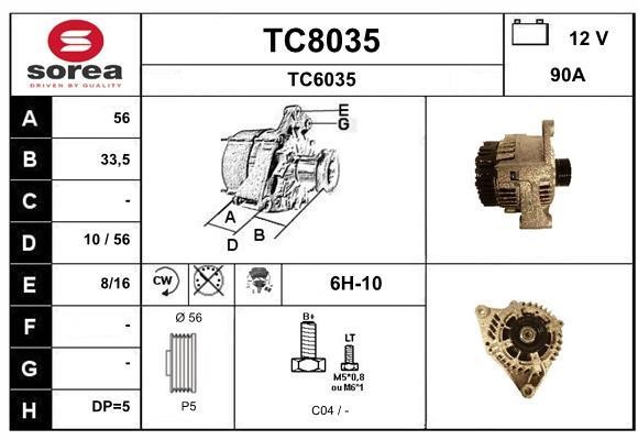 SNRA TC8035 Alternator TC8035