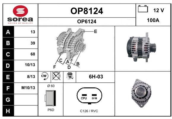 SNRA OP8124 Alternator OP8124