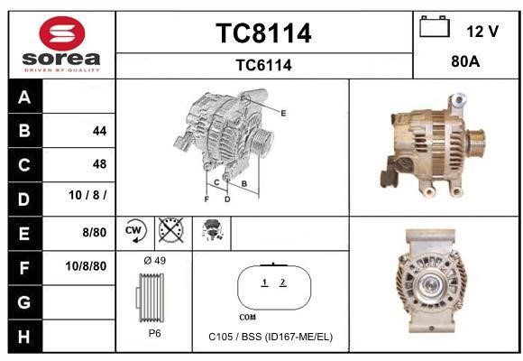SNRA TC8114 Alternator TC8114