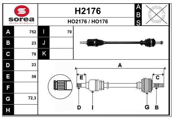 SNRA H2176 Drive Shaft H2176