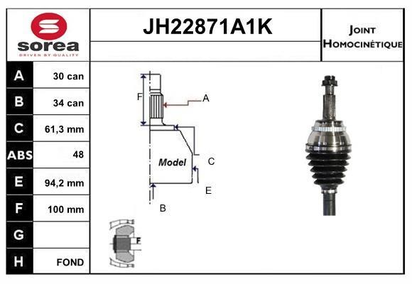 SNRA JH22871A1K Joint kit, drive shaft JH22871A1K
