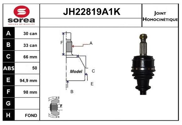 SNRA JH22819A1K Joint kit, drive shaft JH22819A1K