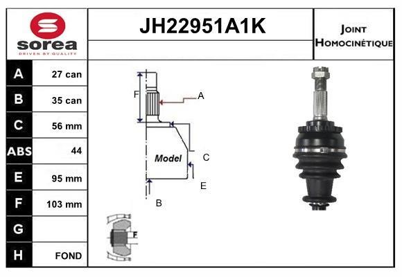 SNRA JH22951A1K Joint kit, drive shaft JH22951A1K