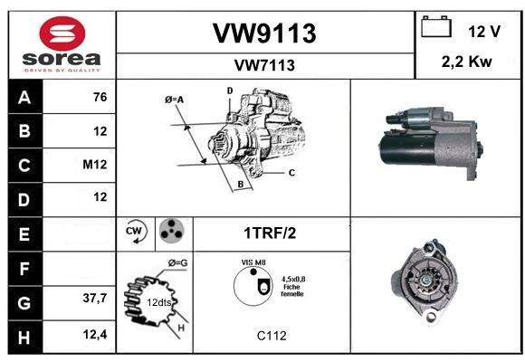 SNRA VW9113 Starter VW9113