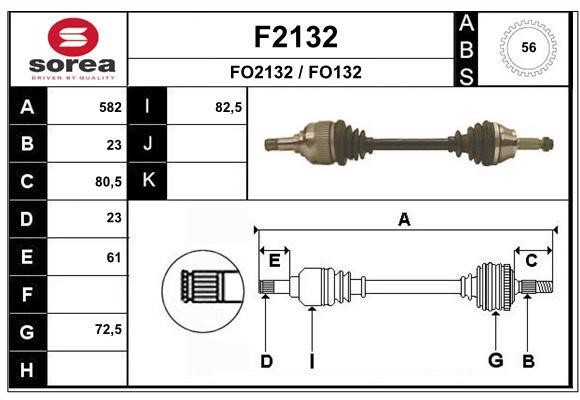 SNRA F2132 Drive Shaft F2132